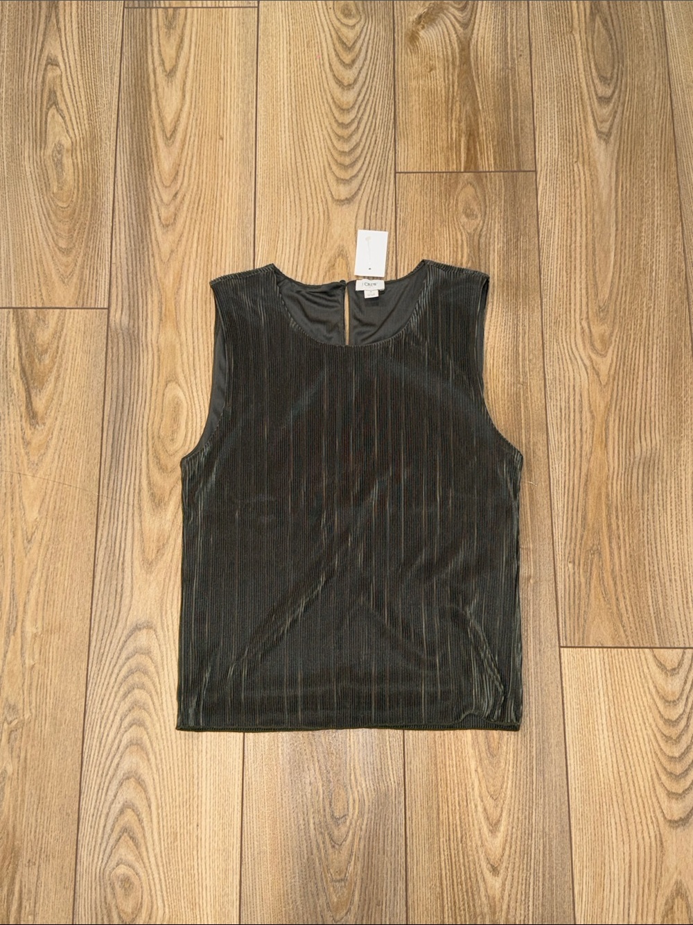 J Crew Factory Olive Green Plissé Tank Top